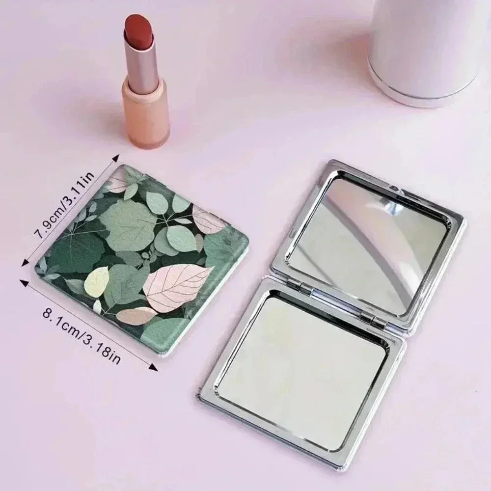 Faux Leather Handheld Folding Mirror for Women